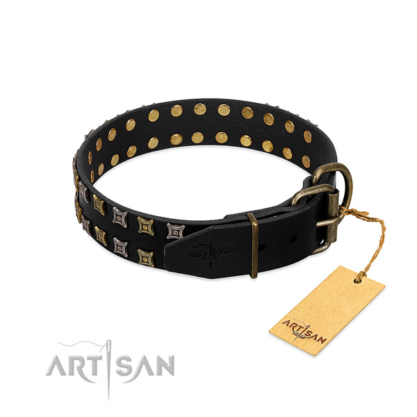 Quality full grain genuine leather dog collar made for your pet