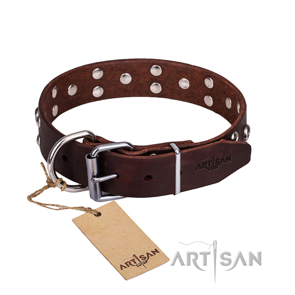 Leather dog collar with polished edges for pleasant daily wearing